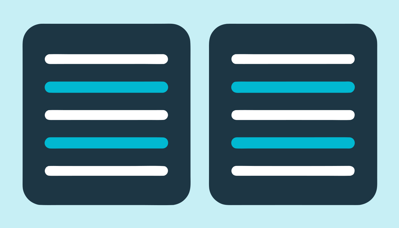 Two AI-generated answer cards shown side by side with the matching sentences between them highlighted.