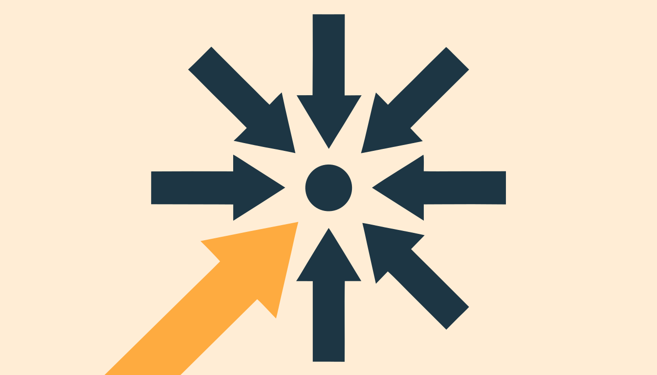 A diagram showing several thin arrows pointing inward toward "the plan," with one separate arrow representing an outside read arriving on schedule.